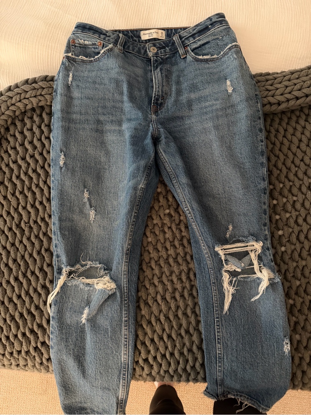 Abercrombie & Fitch Distressed Blue Boyfriend Jeans